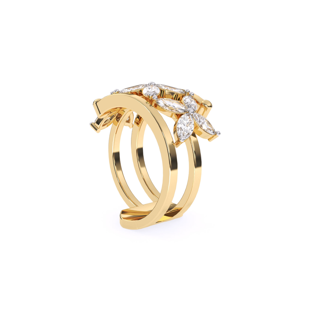Vintage Style Marquise Diamond Flower Ring